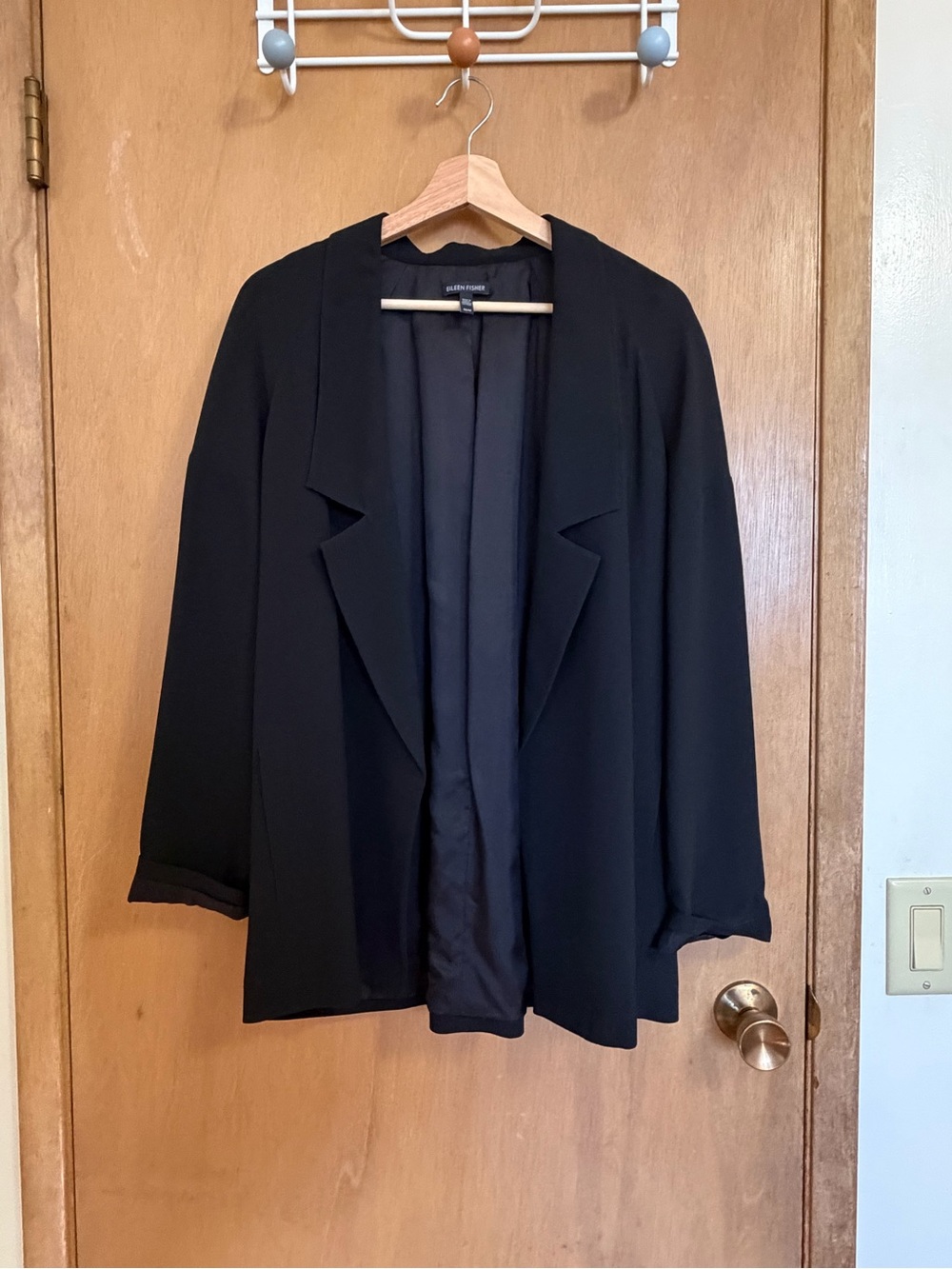 Eileen Fisher Black Open-Front Women's Blazer Jacket